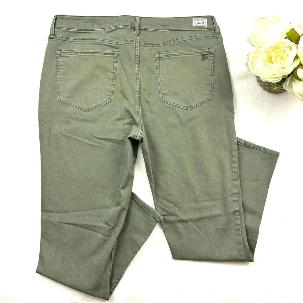 Seven7 Green Military Utility Ankle Stretch Midrise Ankle Skinny Pants Size 16 - Picture 7 of 15